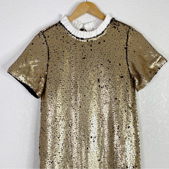 Melloday Gold Sequin Ruffle Hem Dress - Picture 2 of 5